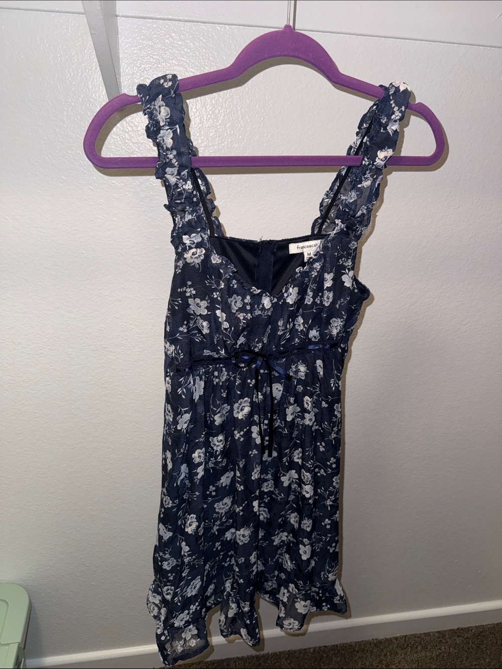 Francesca's Navy and White Floral Sundress